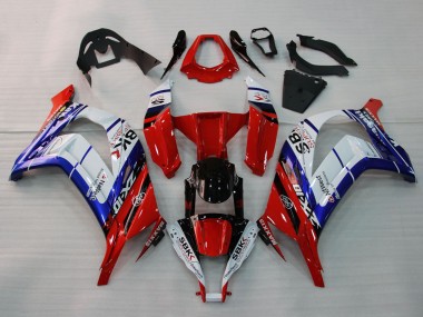 Carenados Moto Kawasaki ZX10R 2011-2015 - Blanco Azul Rojo Negro SBK Maxxis