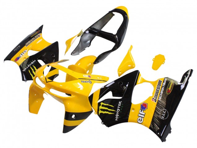 Carenados Moto Kawasaki ZX6R 1998-1999 - Amarillo Negro Monstruo Elf Bridgestone