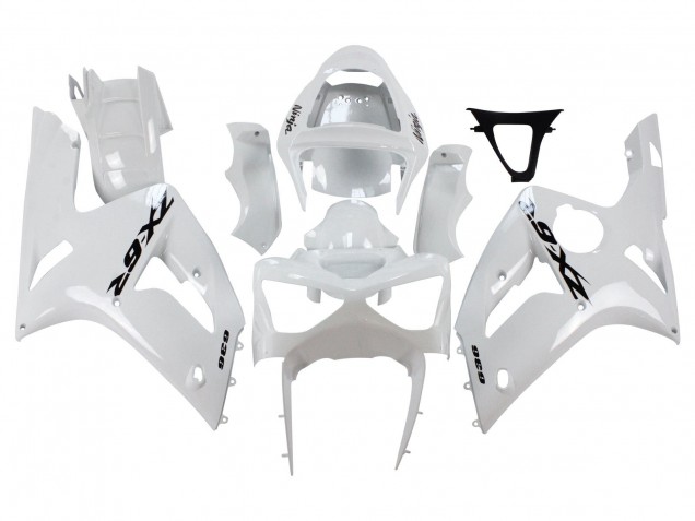 Carenados Moto Kawasaki ZX6R 2003-2004 - Blanco Negro Calcomanías