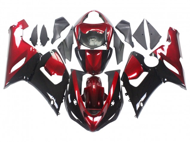 Carenado Moto Kawasaki ZX6R 2005-2006 - Rojo Negro Brillante