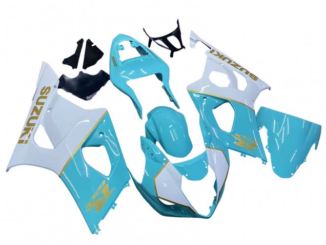 Carenados Moto Suzuki GSXR 1000 2003-2004 - Blanco Azul Claro Oro