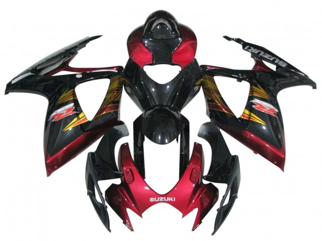 Carenado Moto Suzuki GSXR 600 / GSXR 750 2006-2007 - Negro Brillante Rojo Oro