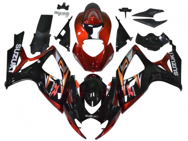 Carenados Moto Suzuki GSXR 600 / GSXR 750 2006-2007 - Rojo Negro Brillante Naranja