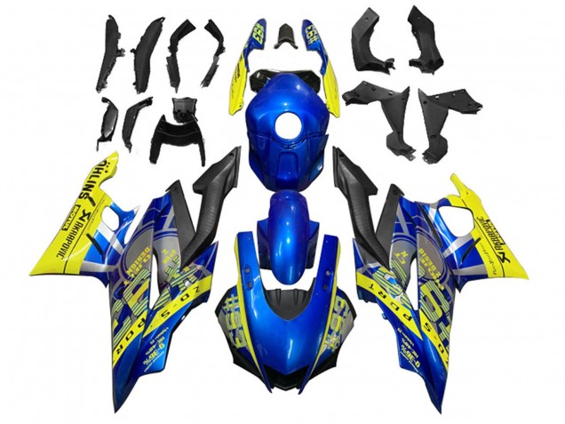 Carenados Moto Yamaha YZF R3/R25 2022-2024 - Amarillo Azul Negro Mate 93