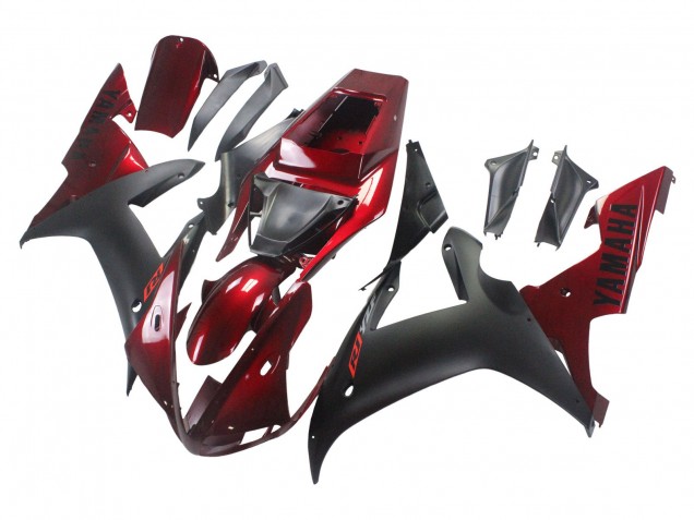Kits Carenado Moto Yamaha YZF 1000 R1 2002-2003 - Rojo Negro Mate