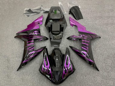 Carenados Moto Yamaha YZF 1000 R1 2002-2003 - Negro Brillante Púrpura Llama