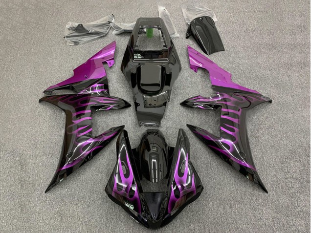 Carenados Moto Yamaha YZF 1000 R1 2002-2003 - Negro Brillante Púrpura Llama