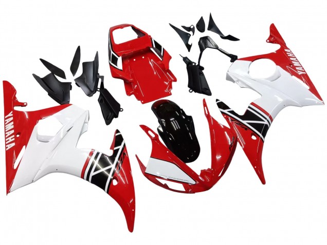Carenado Moto Yamaha YZF R6S 2006-2009 - Blanco Rojo Negro Brillante