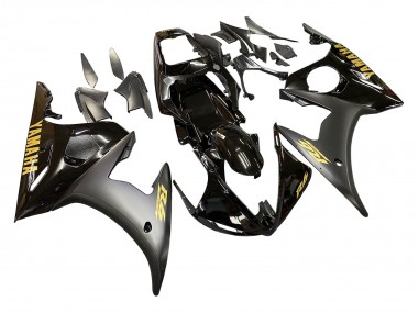 Carenados Moto Yamaha YZF R6S 2006-2009 - Negro Brillante Negro Mate Oro Calcomanías