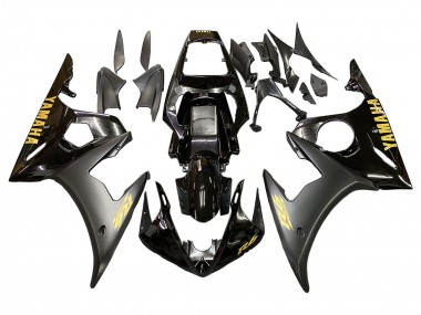 Carenados Moto Yamaha YZF R6S 2006-2009 - Negro Brillante Negro Mate Oro Calcomanías