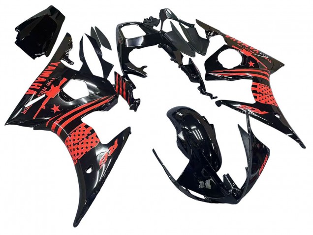 Carenado Moto Yamaha YZF R6 2003-2004 - Negro Brillante Rojo