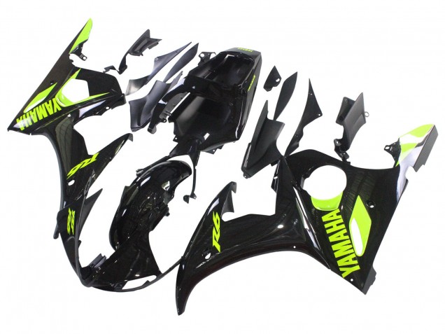 Carenados Moto Yamaha YZF R6S 2006-2009 - Negro Brillante Neon Amarillo