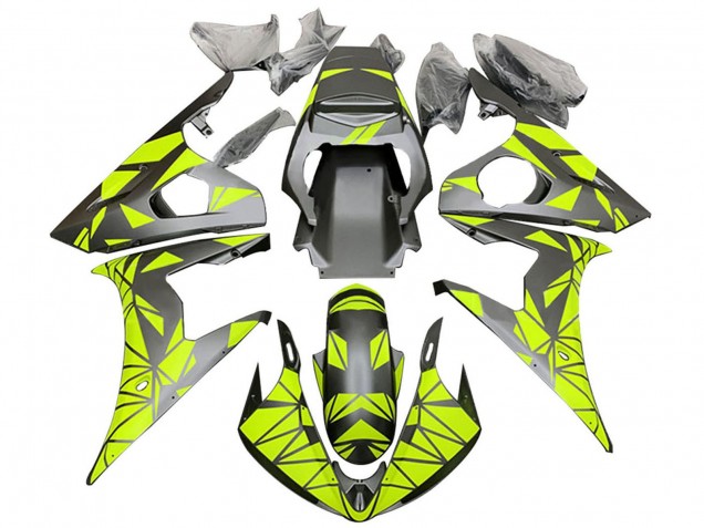 Carenados Moto Yamaha YZF 600 R6 2005 - Negro Mate Neon Verde
