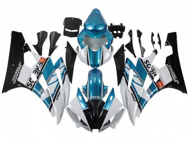 Carenados Moto Yamaha YZF 600 R6 2006-2007 - Blanco Azul Negro Semakin Didepan ENEOS
