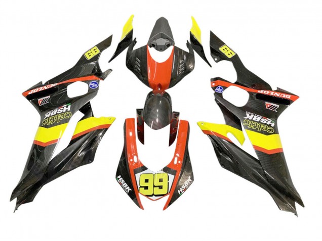Carenados Moto Yamaha YZF 600 R6 2008-2016 - Amarillo Naranja Negro FibraCarbono Estilo