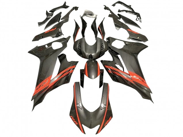 Carenados Moto Yamaha YZF 600 R6 2017-2023 - Rojo Negro FibraCarbono Estilo