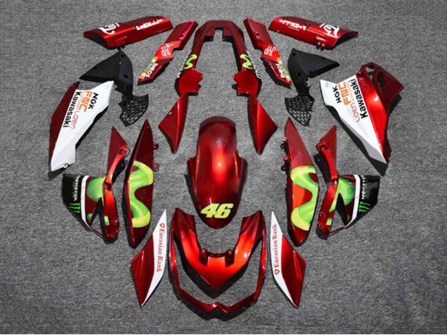 Carenados Moto Kawasaki Z1000 2010-2013 - Rojo Blanco Verde Monstruo 46