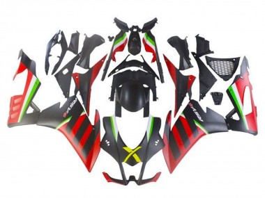 Carenados Moto Aprilia RSV4 1000 2016-2020 - Negro Mate Rojo Verde Raya