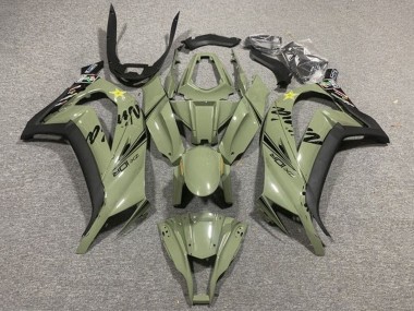 Carenados Moto Kawasaki ZX10R 2011-2015 - Verde Oscuro Militar Negro Amarillo Estrella