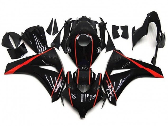 Carenados Moto Honda CBR1000RR 2008-2011 - Negro Brillante Rojo Raya
