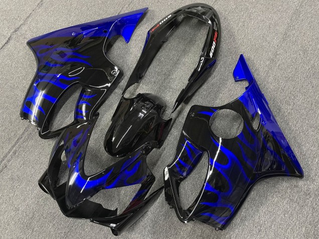 Carenados Moto Honda CBR600 F4i 2004-2007 - Negro Brillante Azul Llama
