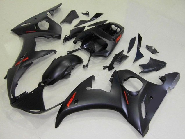 Carenados Moto Yamaha YZF R6 2003-2004 - Negro Mate Rojo Calcomanías