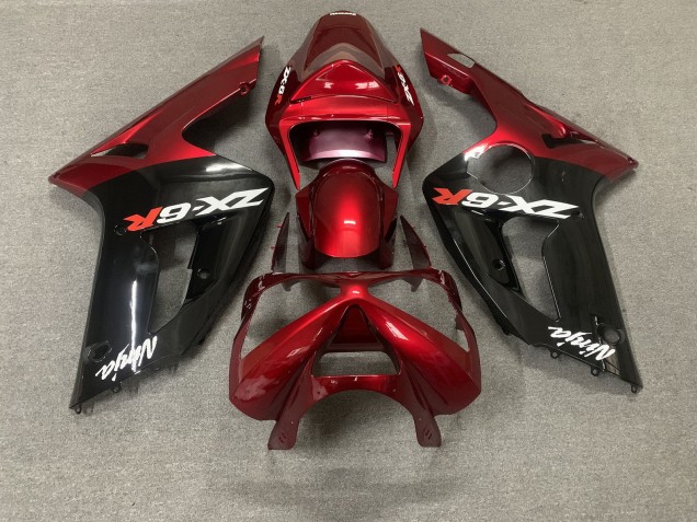 Carenados Moto Kawasaki ZX6R 2003-2004 - Rojo Negro Brillante Blanco Ninja