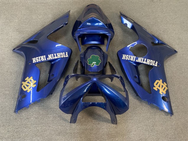 Carenados Moto Kawasaki ZX6R 2003-2004 - Azul Verde Oro Blanco Fighting Irish
