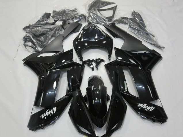 Carenados Moto Kawasaki ZX6R 2007-2008 - Negro Brillante Negro Mate Blanco Calcomanías