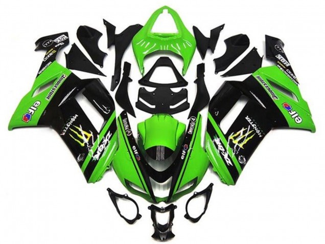 Carenados Moto Kawasaki ZX6R 2007-2008 - Verde Negro Monstruo Elf