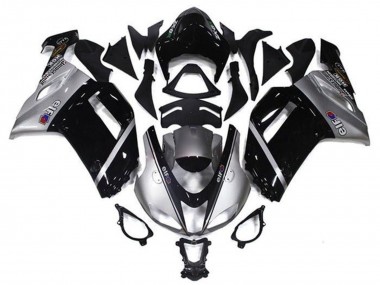 Carenados Moto Kawasaki ZX6R 2007-2008 - Plata Negro Elf