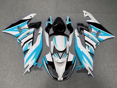 Carenados Moto Kawasaki ZX6R 2009-2012 - Blanco Azul Claro Negro