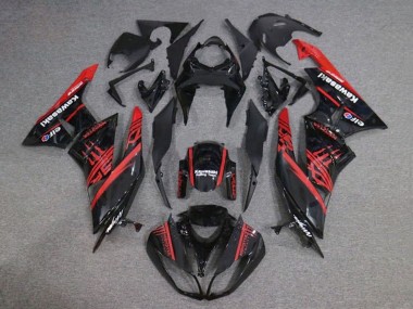 Carenados Moto Kawasaki ZX6R 2009-2012 - Negro Brillante Rojo Monstruo