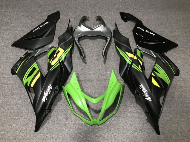 Carenados Moto Kawasaki ZX6R 2013-2018 - Negro Mate Verde Amarillo