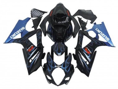 Carenados Moto Suzuki GSXR 1000 2005-2006 - Negro Azul Claro Llama