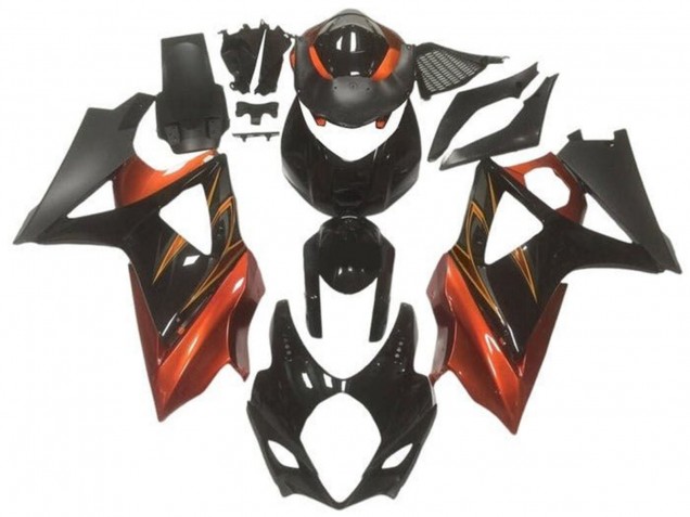 Carenados Moto Suzuki GSXR 1000 2005-2006 - Negro Brillante Negro Mate Naranja