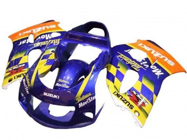 Carenados Moto Suzuki GSXR 600 / GSXR 750 1996-2000 - Azul Naranja Amarillo Telefonica MoviStar