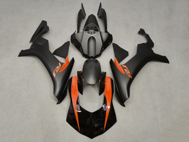 Carenados Moto Yamaha YZF 1000 R1 2015-2019 - Negro Mate Negro Brillante Naranja