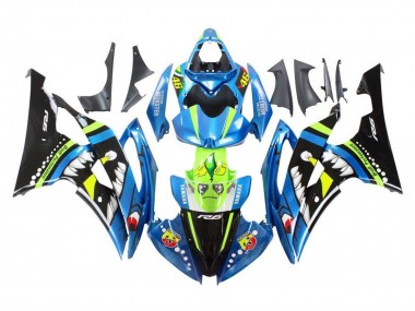 Carenados Moto Yamaha YZF R6 2008-2016 - Azul Verde Negro Brillante Tiburón