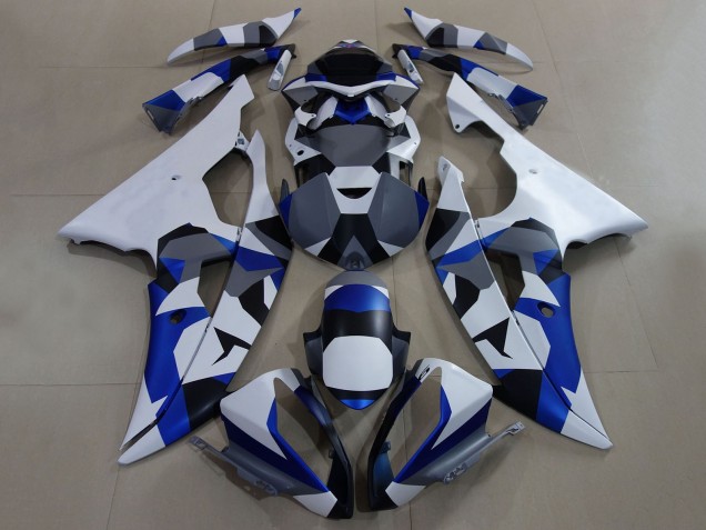 Carenados Moto Yamaha YZF R6 2008-2016 - Blanco Azul Gris Camouflage