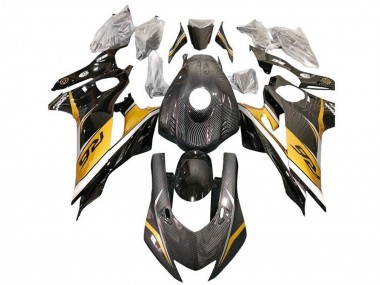 Carenados Moto Yamaha YZF R6 2017-2023 - Oro Blanco Negro Falso FibraCarbono