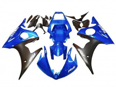 Carenados Moto Yamaha YZF R6 2003-2004 - Azul Negro Mate Blanco Calcomanías