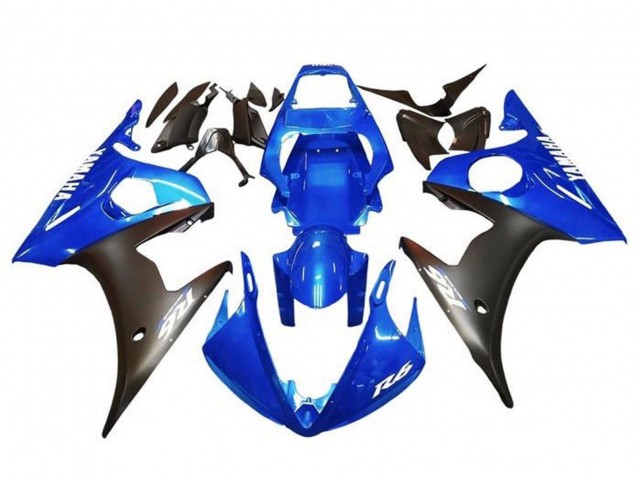 Carenados Moto Yamaha YZF R6 2003-2004 - Azul Negro Mate Blanco Calcomanías