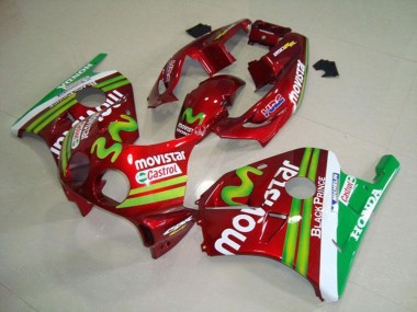 Carenados Moto Honda CBR250RR MC22 1990-1998 - Rojo Blanco Verde MoviStar