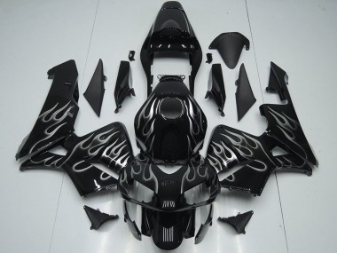 Carenados Moto Honda CBR600RR 2005-2006 - Negro Brillante Plata Llama