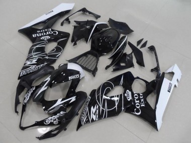 Carenados Moto Suzuki GSXR 1000 2005-2006 - Negro Brillante Blanco Corona
