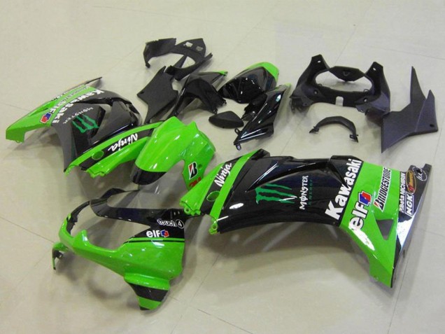 Carenados Moto Kawasaki ZX250R 2008-2012 - Verde Negro Brillante Elf Monstruo Bridgestone