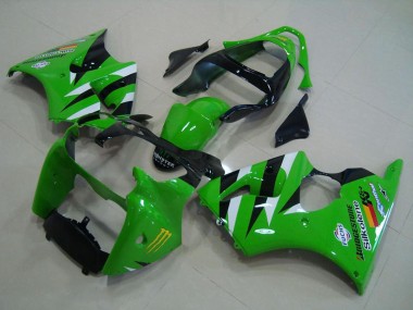 Carenados Moto Kawasaki ZX6R 2000-2002 - Verde Blanco Negro Brillante