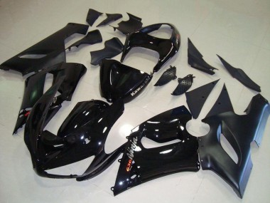 Carenados Moto Kawasaki ZX6R 2005-2006 - Negro Brillante Negro Mate Plata Rojo