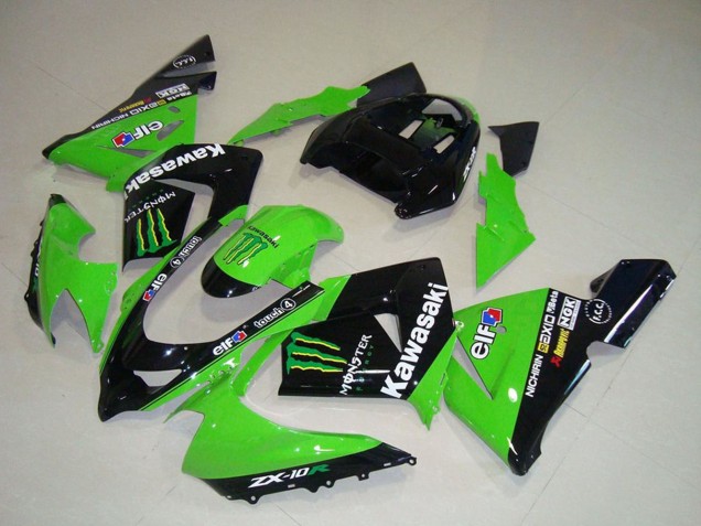Carenados Moto Kawasaki ZX10R 2004-2005 - Verde Negro Monstruo Elf